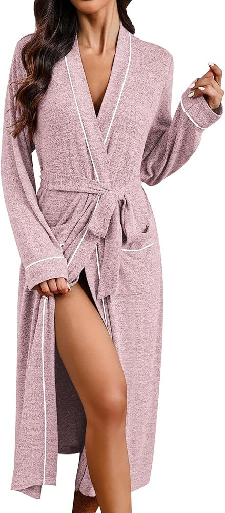 Ekouaer Womens Robe Long Bathrobe Lightweight Soft Knit Kimono Robes Ladies Casual Sleepwear S-3X... | Amazon (US)