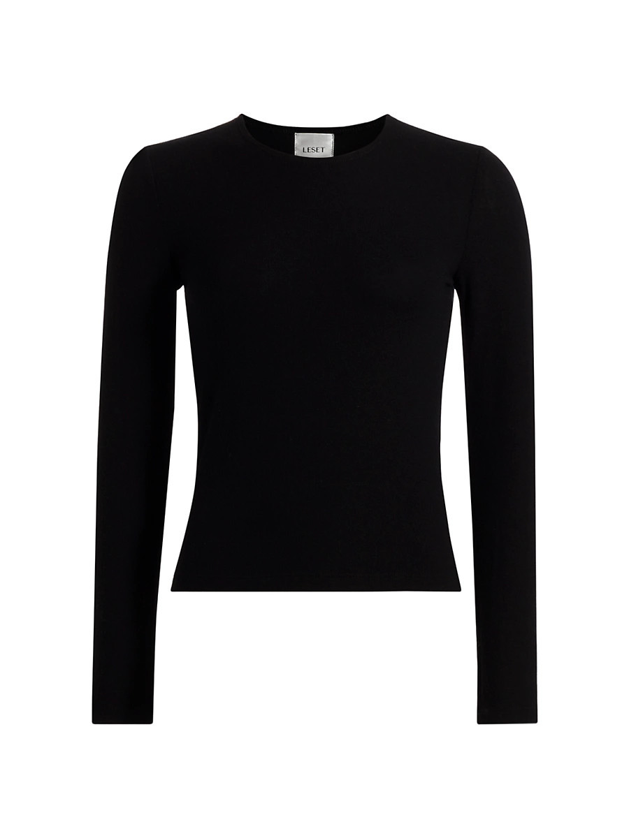 Women's Lauren Slim-Fit Knit Long-Sleeve Top - Black - Size Large | Saks Fifth Avenue