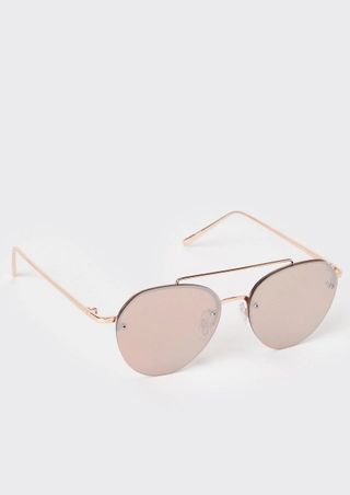 Rose Gold Metal Brow Bar Aviator Sunglasses | rue21