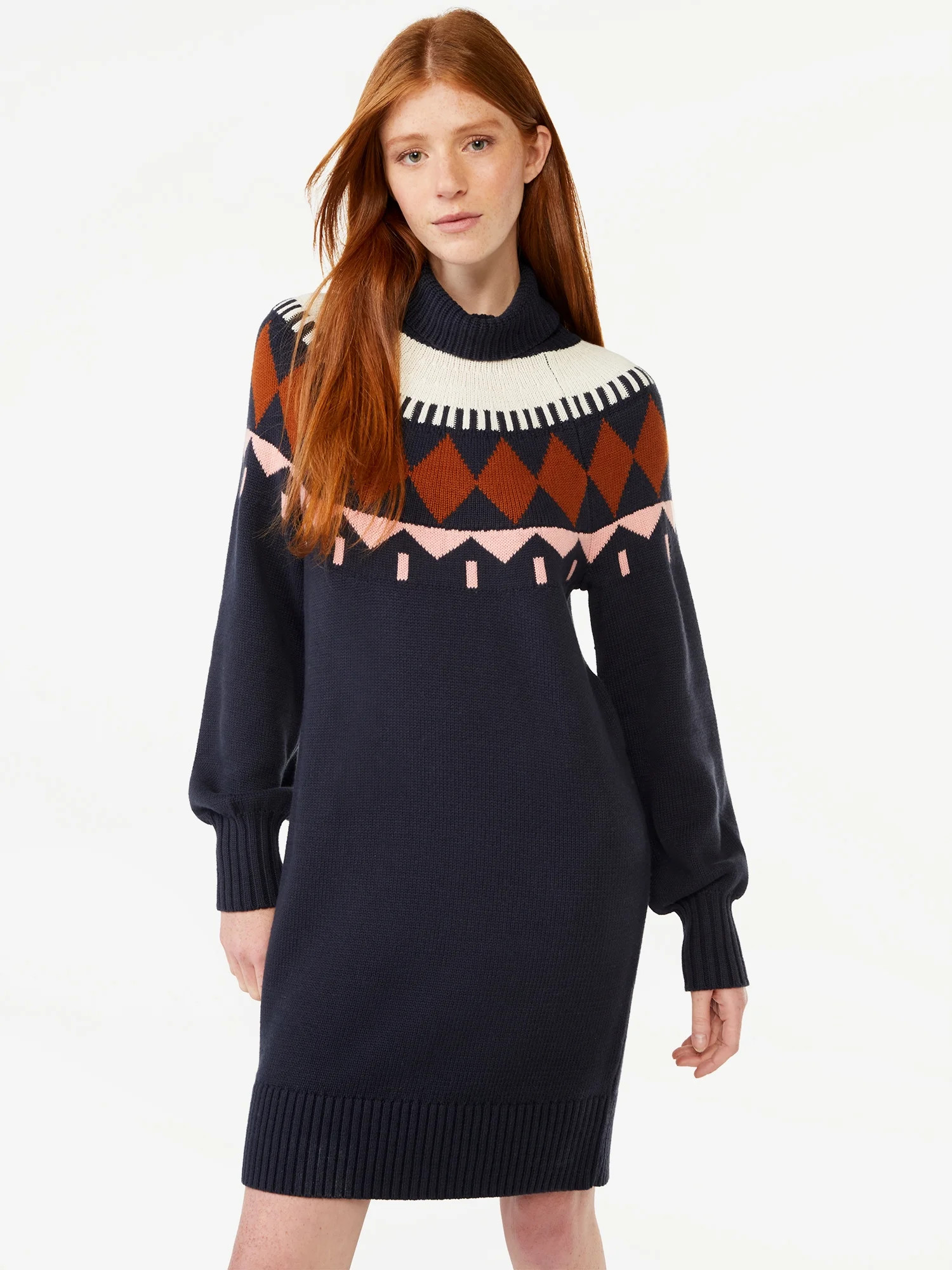 Free Assembly Women's Fair Isle Sweater Mini Dress - Walmart.com | Walmart (US)