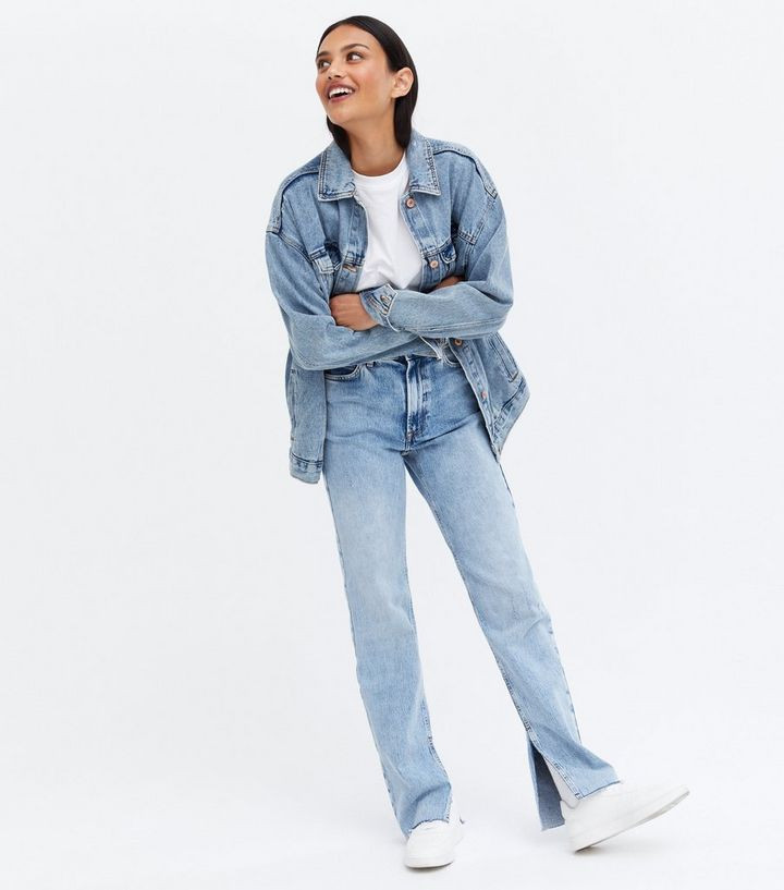 Blue Long Split Anica Straight Leg Jeans
						
						Add to Saved Items
						Remove from Saved ... | New Look (UK)