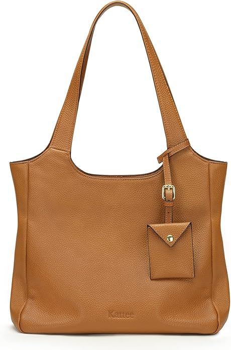 Kattee Soft Genuine Leather Tote Bags for Women Fashion Shoulder Hobo Purses and Handbags with Co... | Amazon (US)