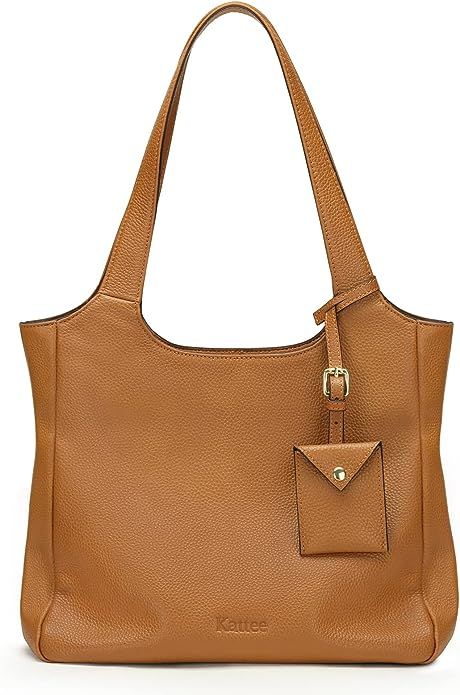 Kattee Soft Genuine Leather Tote Bags for Women Fashion Shoulder Hobo Purses and Handbags with Co... | Amazon (US)