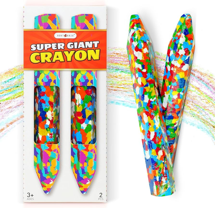 Multicolor Crazy Giant Crayon Pack, 2PC, 8 inches Long, Perfect for Arts and Crafts Projects, Jum... | Amazon (US)