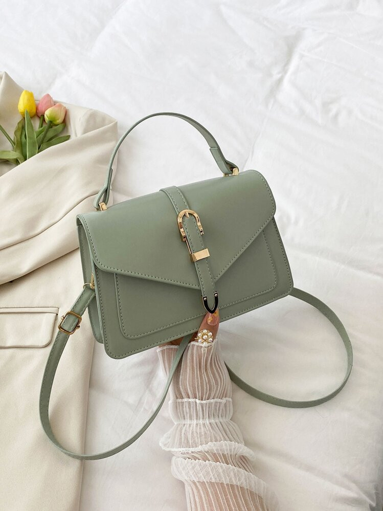 Lightweight,Business Casual Buckle Decor Flap Square Bag For Teen Girls Women College Students,Ro... | SHEIN