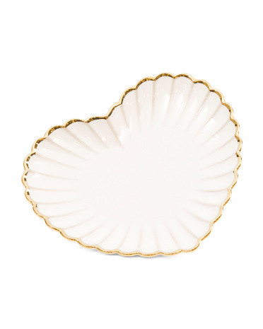 8.5in Glazed Scallop Heart Shape Plate | TJ Maxx