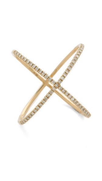 Ef Collection Pave Gold Diamond X Ring - Yellow Gold/Clear | Shopbop