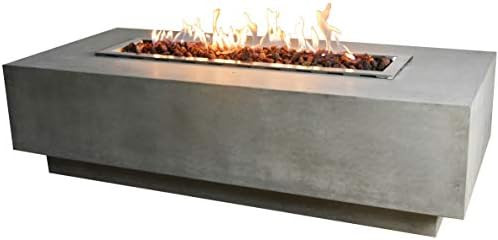 Elementi Granville Outdoor Fire Pit Table 60 Inches Rectangle Firepit Concrete Patio Heater Elect... | Amazon (US)