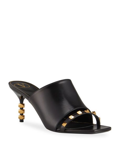 Valentino Garavani 70mm Rockstud Tower-Heel Mule Sandals | Neiman Marcus