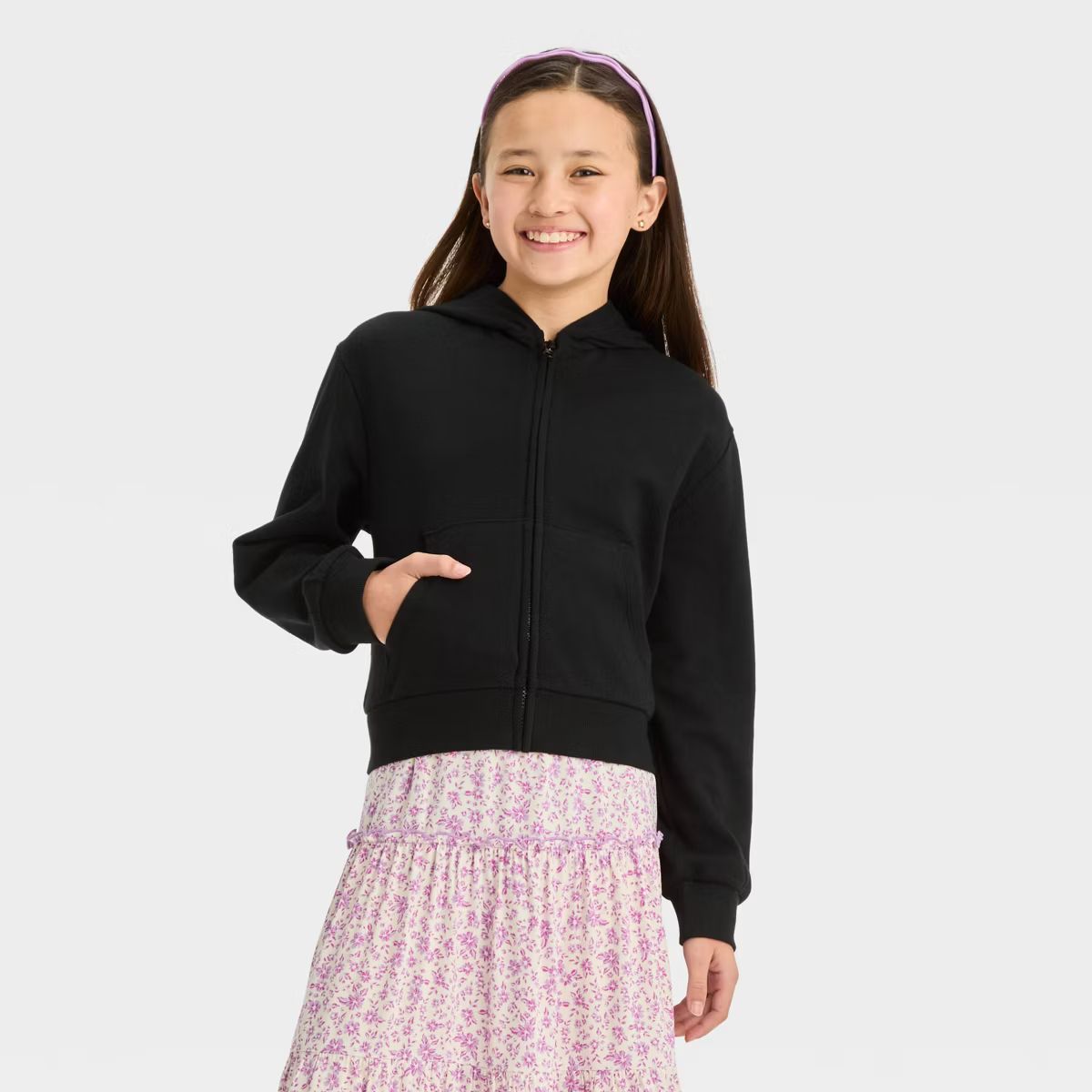 Girls' Cropped Hoodie Zip-Up Sweatshirt - art class™ | Target