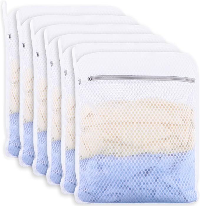 6-Pack Durable Honeycomb Mesh Laundry Bags for Delicates - 12x16 Inches Lingerie Bags for Washing... | Amazon (US)