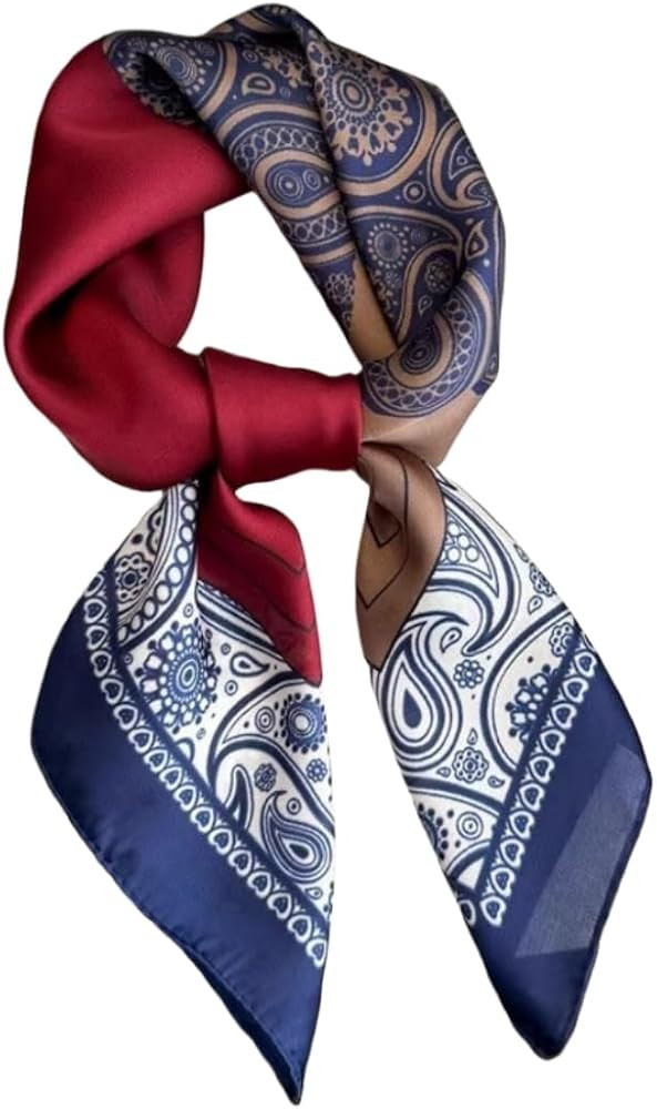 WaJuemy Silk Feeling Hair Scarf Bandanas for Women 27.5" Square Lightweight Satin Head Scarves Ne... | Amazon (US)