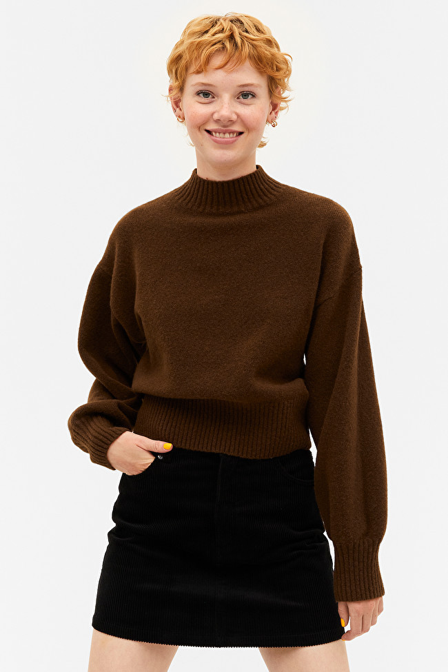 Brown knitted turtleneck sweater
                  			
				£30 | Monki