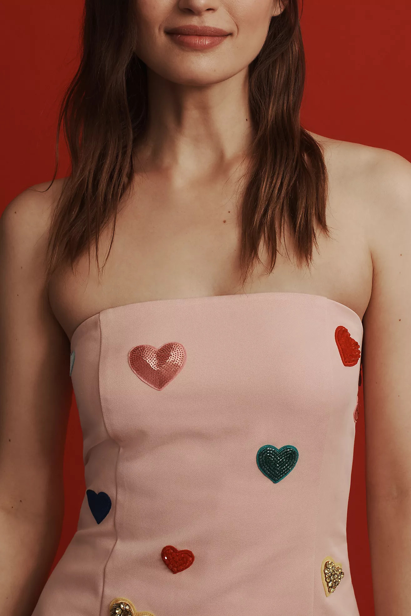 Mare Mare Strapless Heart-Embellished Mini Dress | Anthropologie (US)