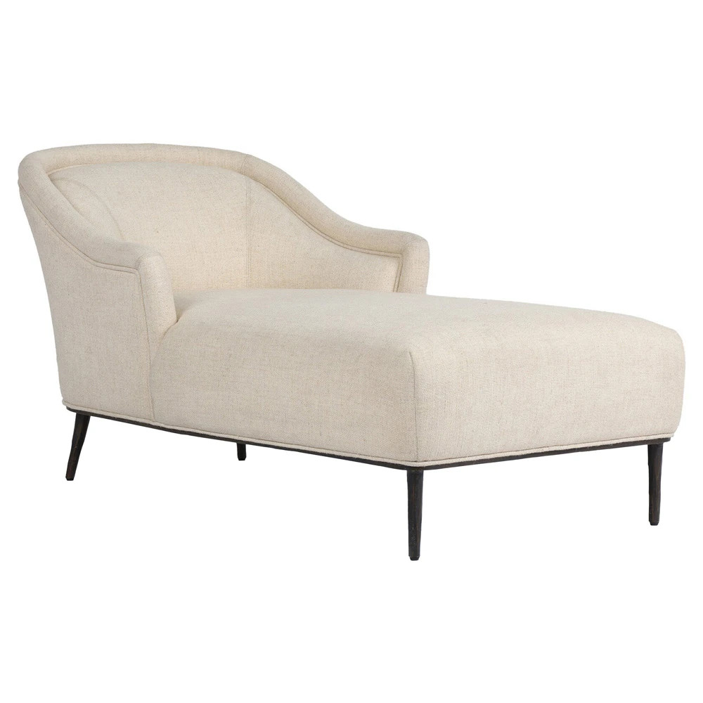 Taylor Modern Classic Cream Performance Black Iron Chaise Lounge | Kathy Kuo Home