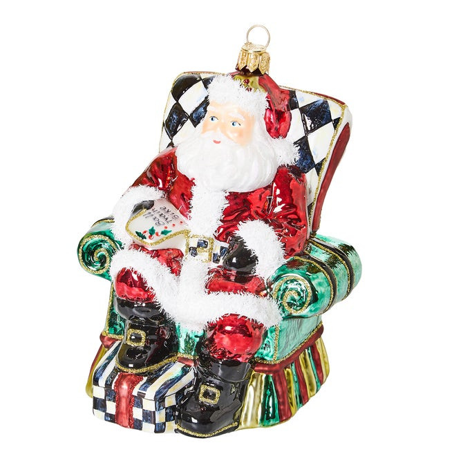 Wish List Santa Glass Ornament | MacKenzie-Childs