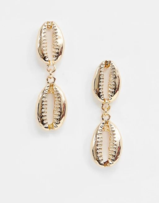 DesignB London gold cowrie shell drop earrings | ASOS US