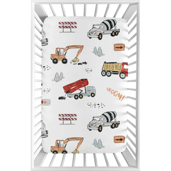 Construction Truck Mini Fitted Crib Sheet | Wayfair North America