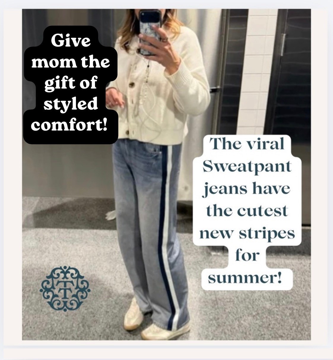 Every Mom deserves to feel comfortable and chic. These viral sweatpant jeans are a perfect gift idea! The new stripes are so sporty and perfect for summer. s

#LTKOver40 #LTKMothersDay