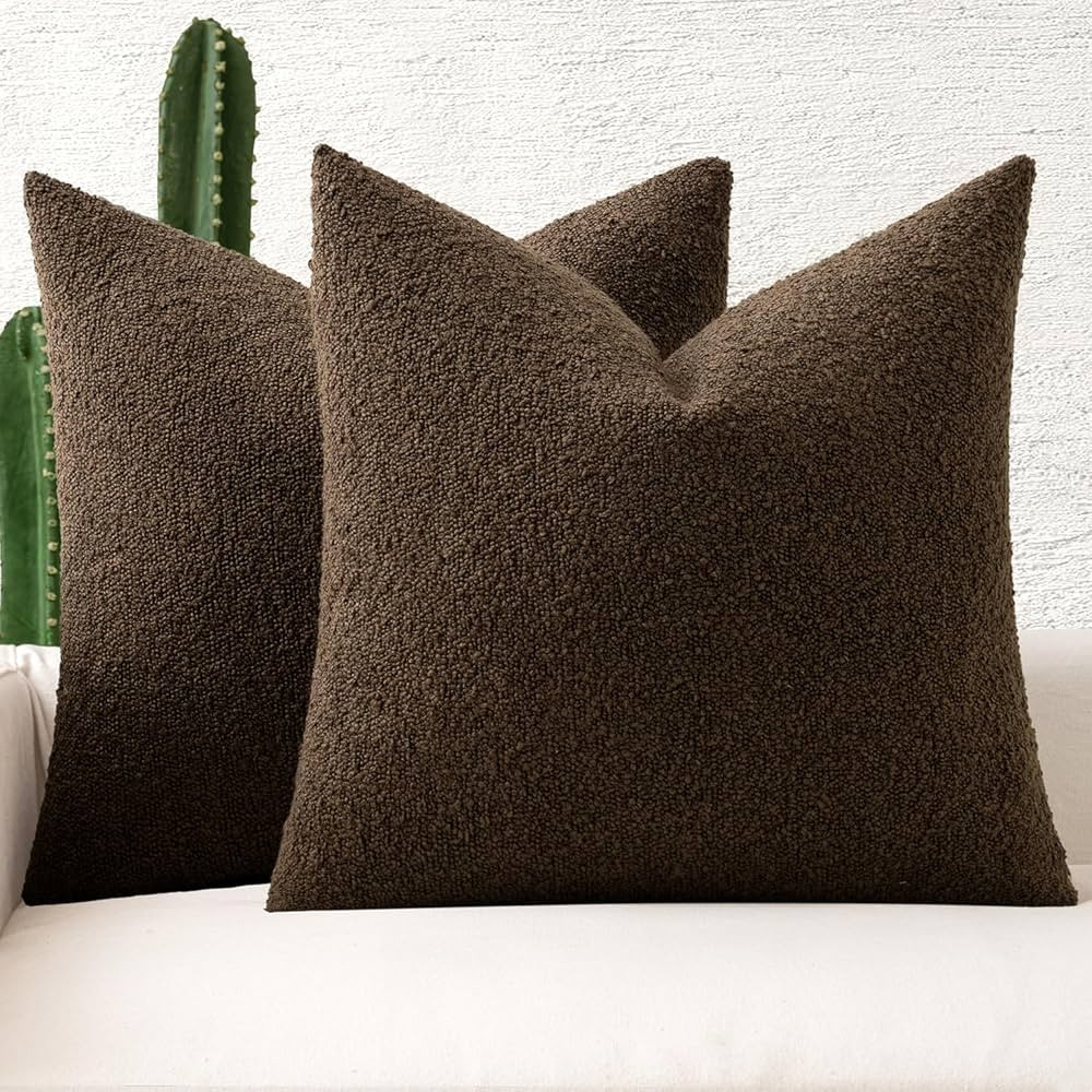 MIULEE Set of 2 Decorative Couch Pillow Covers 20x20 Inch Chocolate Neutral Throw Pillows Texture... | Amazon (US)