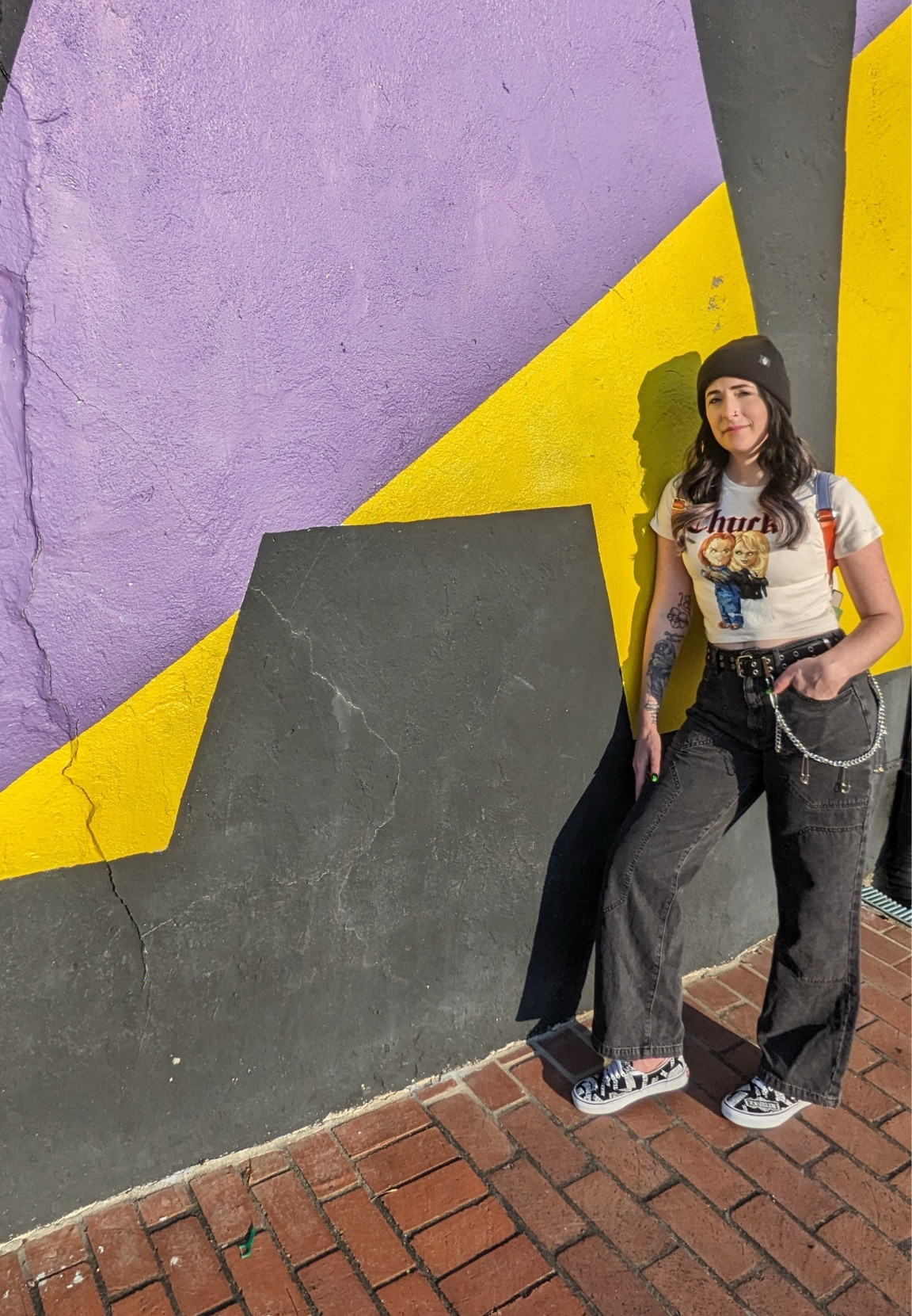 🖤 feeling 90s 🖤 i’m bringing back the wallet chain with baggy jeans 😆 also, how cute is this chunky shirt from Target?! Paired with my Beetlejuice Vans. Can you tell i’m ready for Halloween? 

#LTKHalloween #LTKstyletip #LTKshoecrush