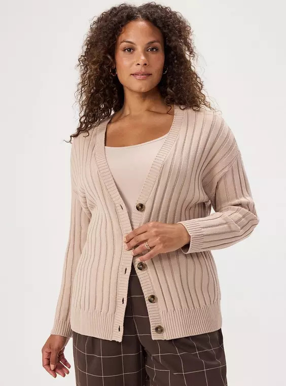 Ribbed Cardigan in Brown | Torrid (US & Canada)