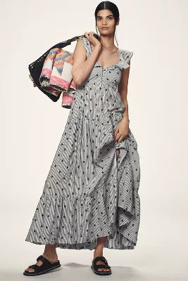 Pilcro Flutter-Sleeve Tiered Midi Dress | Anthropologie (US)