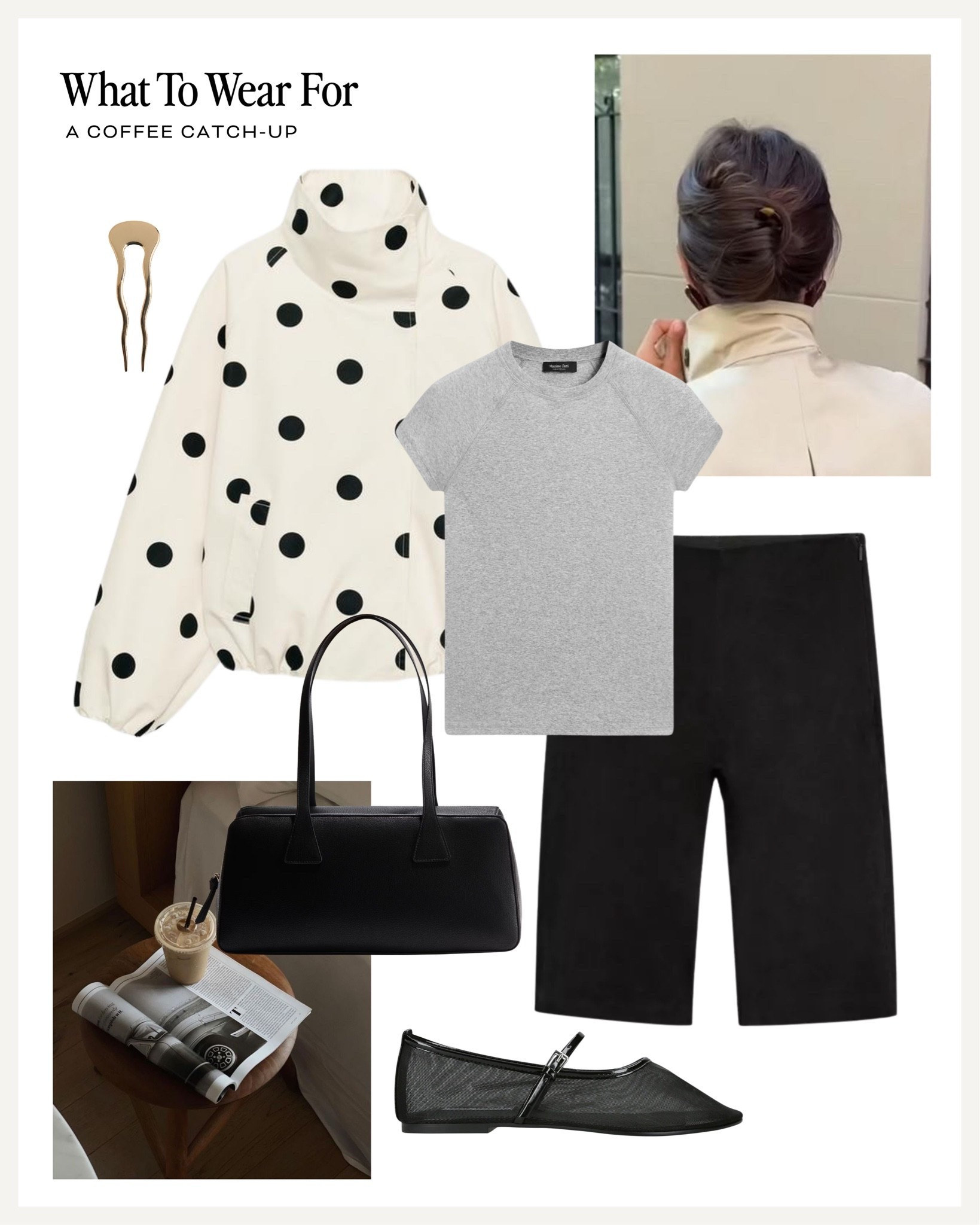 A Coffee date ☕️ 

Summer outfit, rainy day style, polka dot jacket, black cycling shorts

#LTKsummer