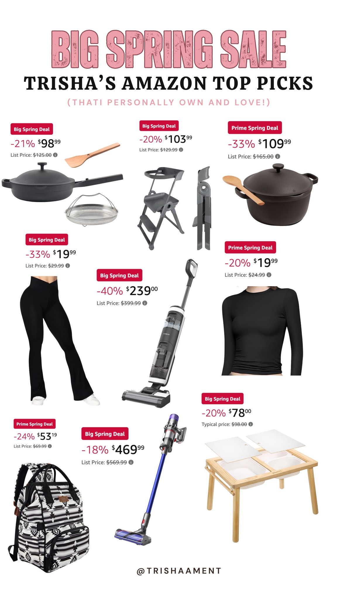 I went through all pulled all my personal favorites from the Amazon Big Spring Sale! Every single one of these products is something I personally own and love. 

PS… Once you buy an Ourplace pan, you’ll never go back! The Tineco mop will be your new best friend. The yoga pants are becoming a new favorite of mine! That black top gives you a body suit look without dealing with the actual body suit. We’ve had a cordless Dyson in our home for years! We personally have a V8 & V10. The activity table is loved by our 1 & 4 year old boys. The toddler tower is a fan favorite in our kitchen. Okay, I’ll stop now. 

#LTKFindsUnder50 #LTKHome #LTKSaleAlert
