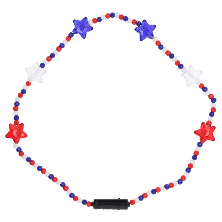 Light-Up LED Star Necklace, Red/White/Blue, Patriotic by Way To Celebrate | Walmart (US)