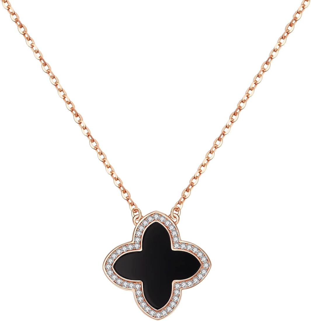AMIREUX Dainty Lucky Clover Necklace 14K Gold Plated Four Leaf Clover Necklace for Women, Simple ... | Amazon (US)