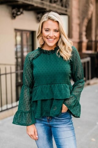 My Perfect Match Evergreen Blouse | The Pink Lily Boutique