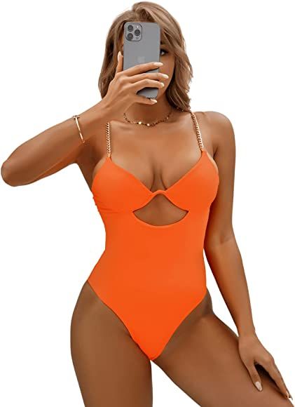 SweatyRocks Women's Underwire High Cut One Piece Swimsuit Cut Out Bathing Suit | Amazon (US)