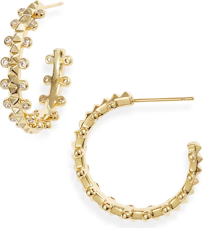 Jada Crystal Stud Small Hoop Earrings | Nordstrom