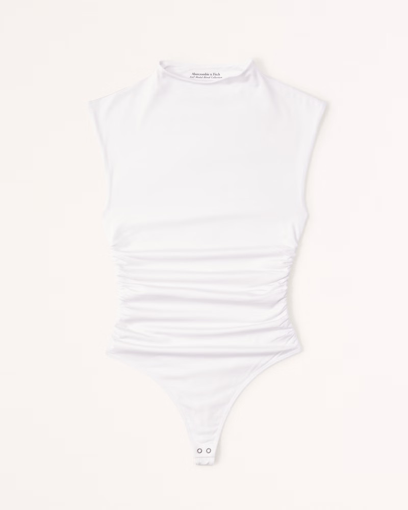 Cotton-Modal Ruched Shell Bodysuit | Abercrombie & Fitch (US)