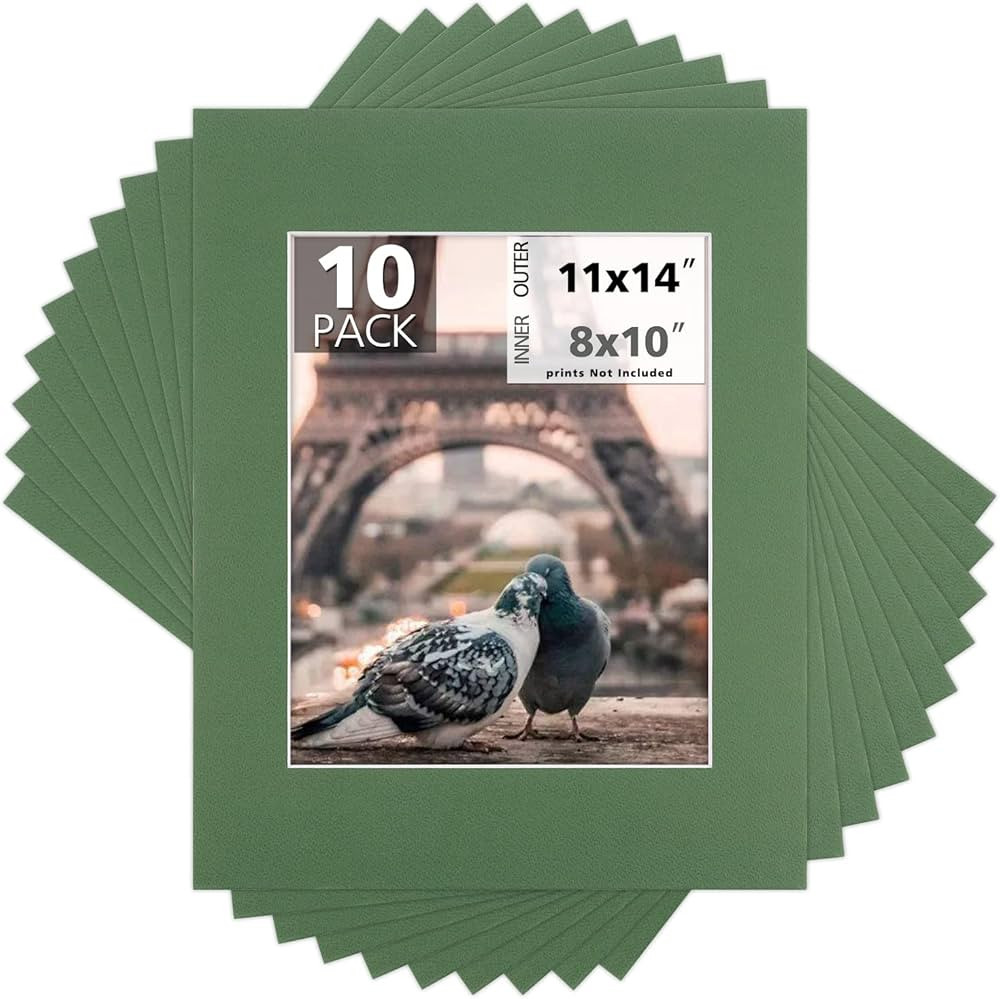 Mat Board Center, Pack of 10, 11x14 for 8x10 Basque Green Color Mats - Acid Free, 4-ply Thickness... | Amazon (US)