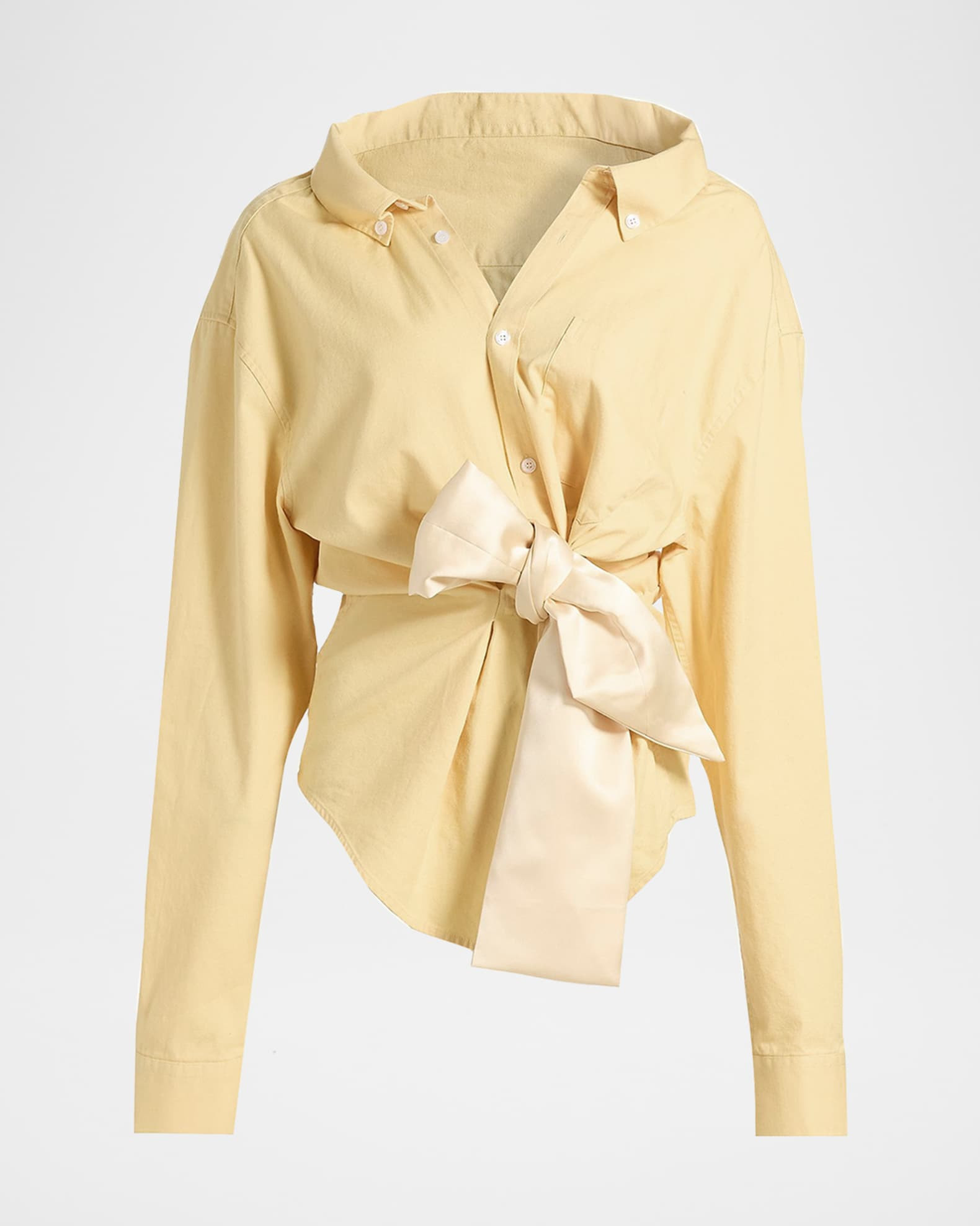 Satin Knot Oxford Button-Down Shirt | Neiman Marcus