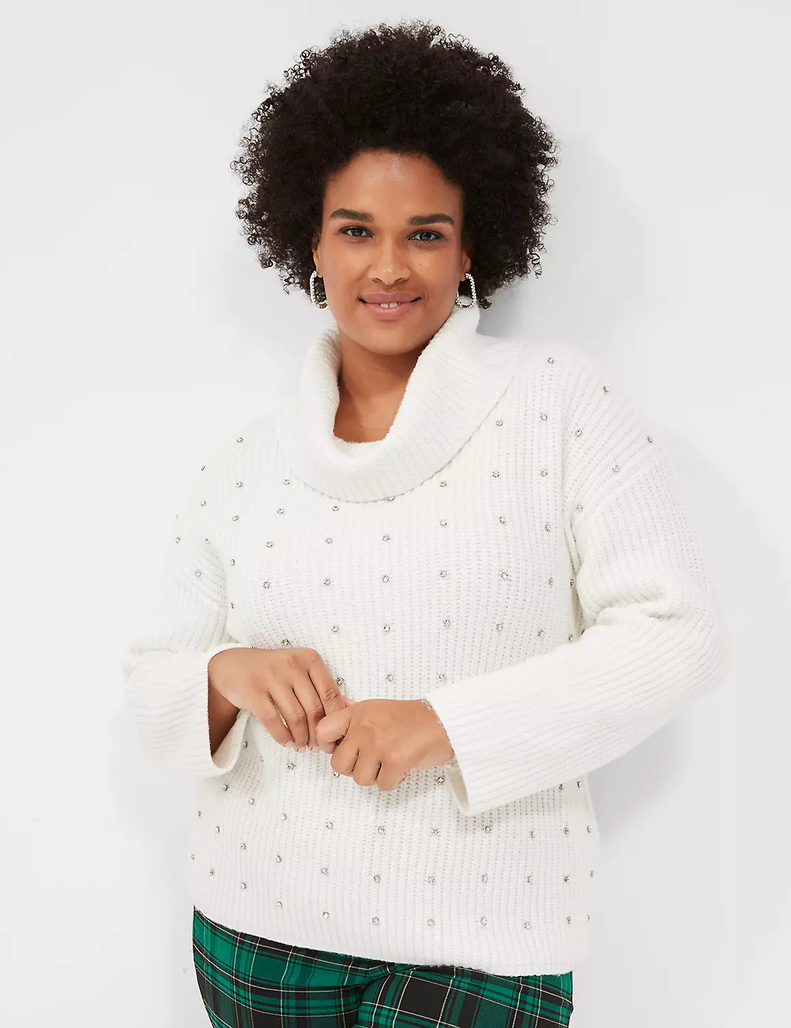 Cowl-Neck Stone-Detail Sweater | LaneBryant | Lane Bryant (US)