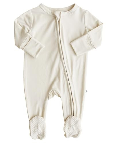 Caden Lane Zippered Baby Footie Pajamas, Soft Onesie Bodysuit with Feet & Double Zipper for Easy Diaper Change, Infant, and Toddler Footed One-Piece Jumpsuit, Oat Beige, Newborn | Amazon (US)