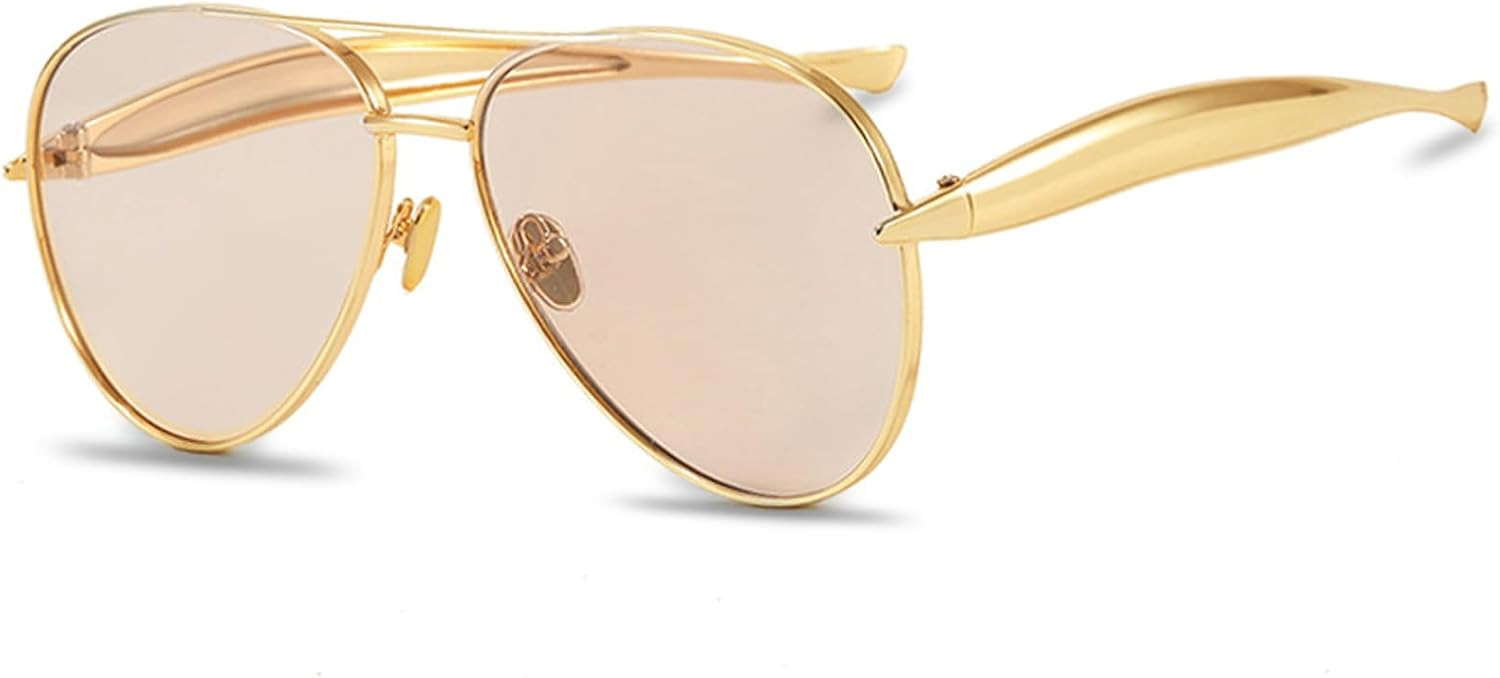 Retro Gold Oversized Aviator Sunglasses for Women Men 70s Shades | Amazon (US)