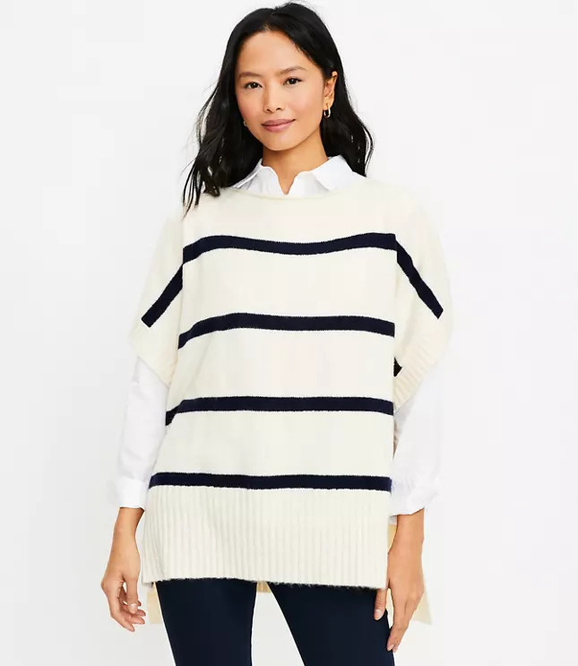 Striped Modern Poncho | LOFT