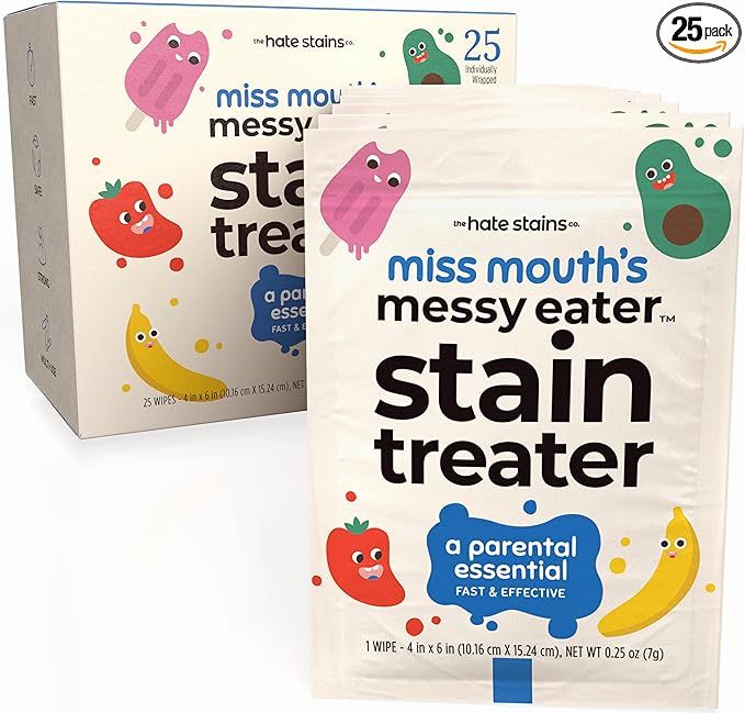 Miss Mouth's Messy Eater Stain Treater Wipes - 25 Pack Stain Remover - Newborn & Baby Essentials ... | Amazon (US)