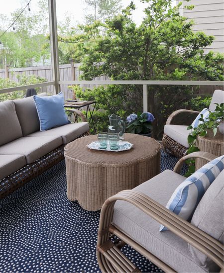 Patio furniture outdoor rug blue and white 

#LTKhome
