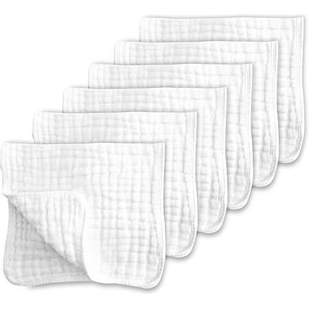 Muslin Burp Cloths 4 Pack Large 20" by 10" 100% Cotton 6 Layers Extra Absorbent and Soft by Synrr... | Amazon (US)