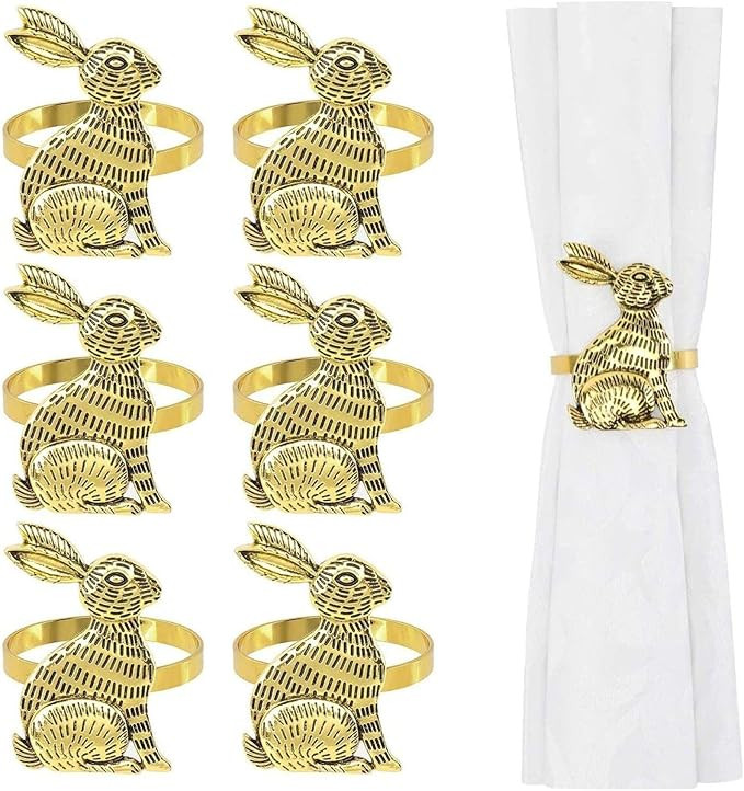 Easter Bunny Napkin Holders Rings Set of 6, Thanksgiving Halloween Christmas Easter Theme Bunny N... | Amazon (CA)