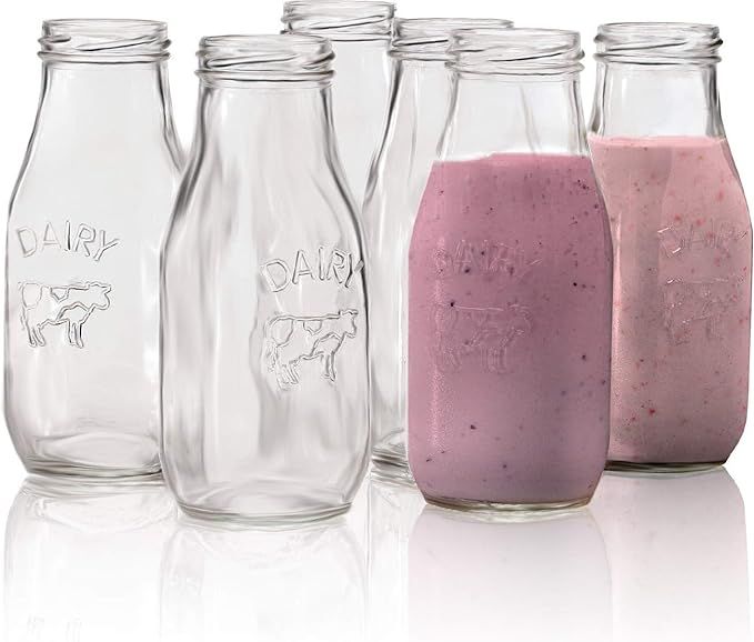 Circleware Country Milk Bottles Set of 6 Drinking Glasses Home and Kitchen Dairy Cow Glassware fo... | Amazon (US)