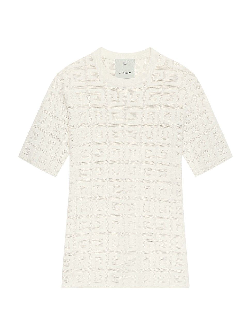Women's Sweater In 4G Jacquard With Short Sleeves - Off White - Size Medium | Saks Fifth Avenue