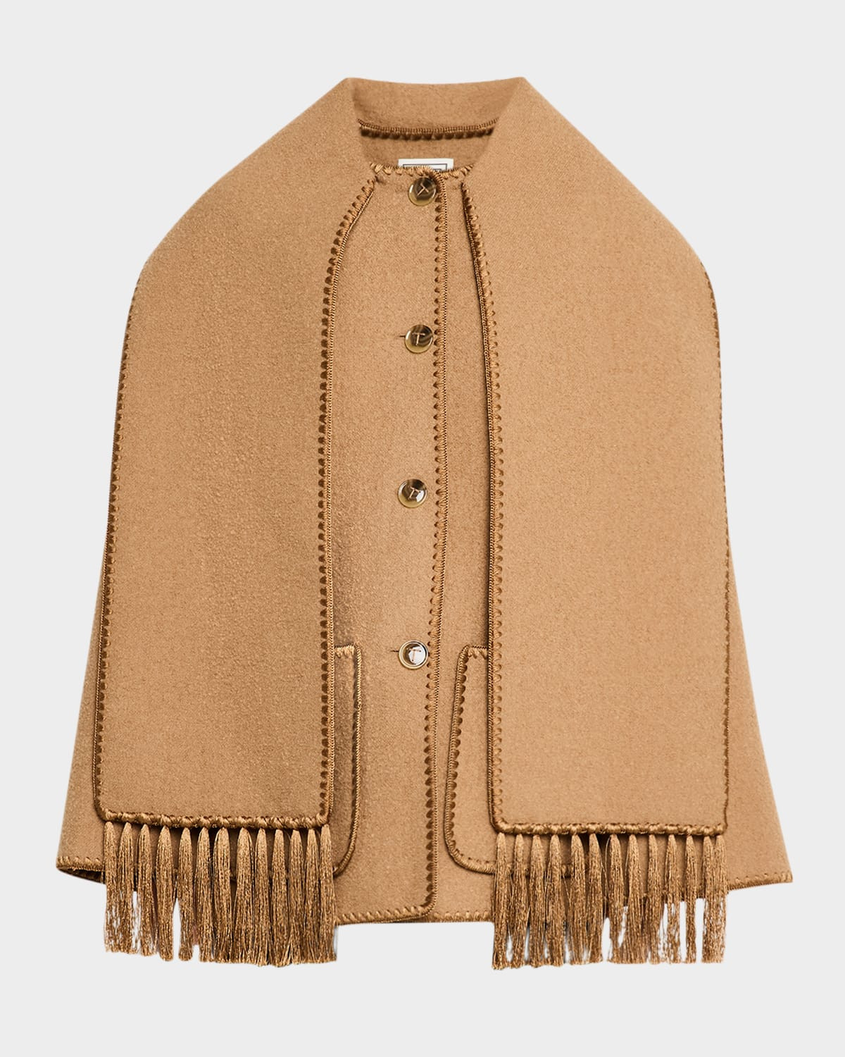 Fringe Embroidered Scarf Wool Jacket | Neiman Marcus
