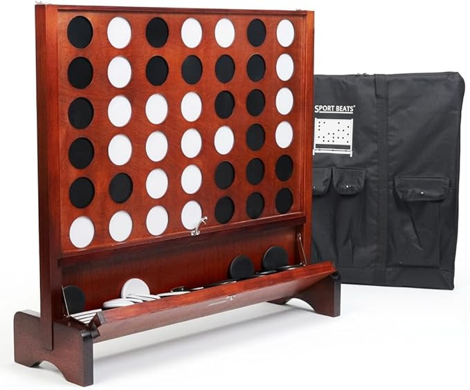 Giant Wooden 4 in A Row Game for Indoor or Outdoor Games | Foldable Tray, 2 Styles of Play: Wall ... | Amazon (US)