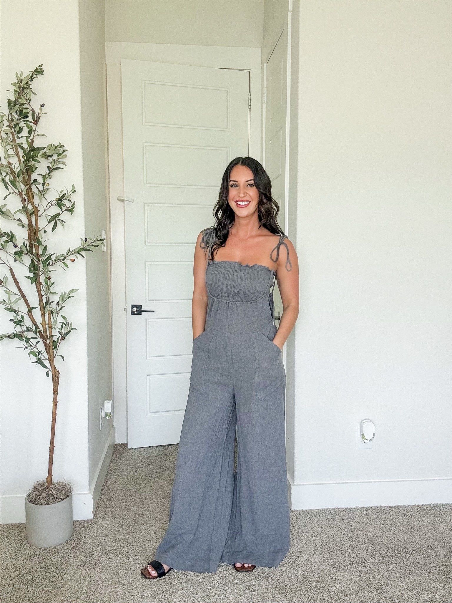 Two piece romper with a cropped smocked top and tie sleeves! I’m 5’6 | 130 lbs and I’m wearing a size small. 

#LTKStyleTip